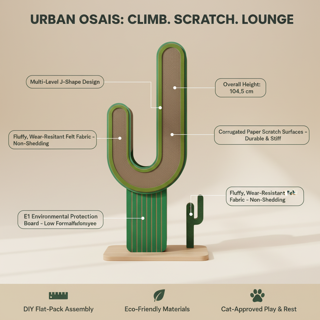 Pawtree® Climbing Cat Scratcher / Cat Tree - Cactus L (1.05m H)